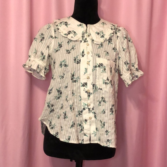 Pilcro Keira Collared 100% Cotton Button Up Blouse - Picture 2 of 8